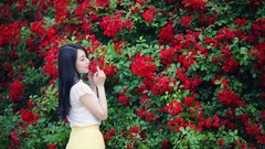 Asians models black hair Korean girls in nature Choi Ji Hyang