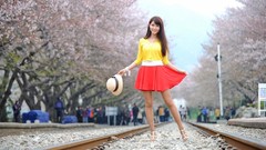 Asians models black hair Korean low-angle shot Cha Seon Hwa