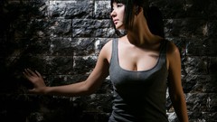 Asians models Korean Ryu Ji Hye gray dress