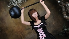 Asians models Korean Ryu Ji Hye pink and black