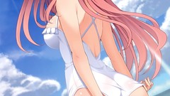 Ass Anime blush pink hair long hair anime girls swimsuits 