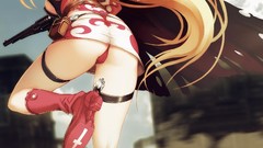 Ass Anime red eyes blondes long hair anime girls panties capes 