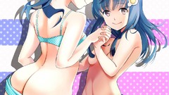 Ass Anime skirts blue hair anime girls bakemonogatari bra 