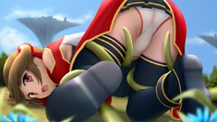 Ass Anime tentacles red eyes anime girls ecchi underwear 