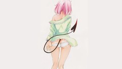 Ass back pink hair anime girls short hair tails to-love-ru momo 