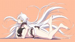 Ass belly navel white hair legs long hair barefoot anime girls 