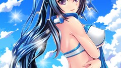 Ass blue hair long hair anime girls bikini swimsuits erect 