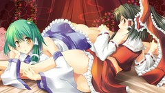 Ass dress Ribbons blush anime girls maki kochiya sanae hakurei 
