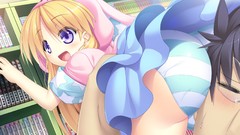 Ass glasses blush game cg purple eyes underwear panties kirara