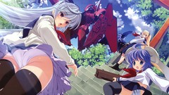 Ass glasses Rune pants blue hair anime girls blue eyes school 