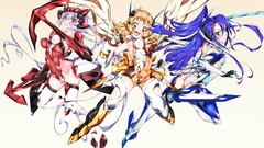 Ass legs blush blue hair purple hair ecchi senki zesshou 