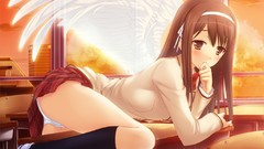 Ass pussy wings socks blush long hair brunettes seifuku game cg 