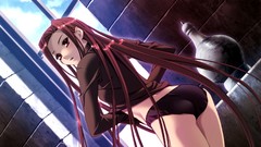 Ass red eyes long hair anime girls open mouth game cg redheads 