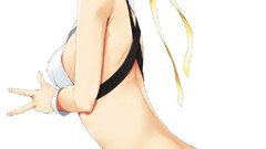 Ass white background series smiling anime girls short hair wink 