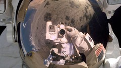 Astronauts Cameras reflective helmets outer space self shot