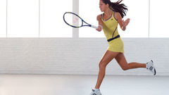 Athletes tennis racquets brunettes