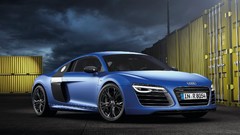 Audi cars front roads sports cars Docks blue cars Audi R8 V10