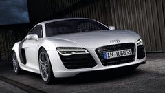 Audi cars front roads sports cars Docks white cars Audi R8 V10