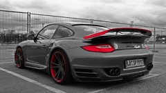 Auto black and white Porsche parking vehicles sports cars 
