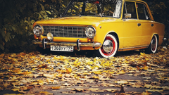 Autumn cars leaves Lada