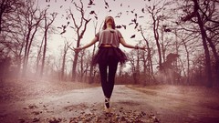 Autumn woman ballet shoes