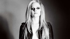 Avril Lavigne blondes singers white eyes grayscale