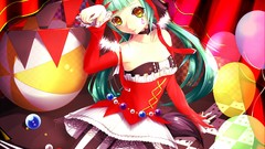 Balloons sitting long hair pantyhose hatsune miku vocaloid 