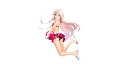 Balls ass white background white hair long hair barefoot anime 