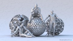 Balls silver Characters cells 3d diagram digital art 3D 