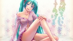 Barefoot anime girls lingerie hatsune miku vocaloid twintails 