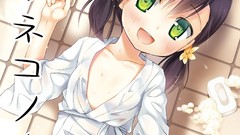 Bathing wet clothes anime girls green eyes lolicon Yukino Minato