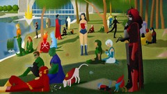 Batman paintings Catwoman parody superman Batgirl Justice 