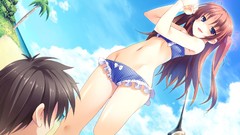 Beaches anime girls blue eyes bikini Guardian Place Doesu na 