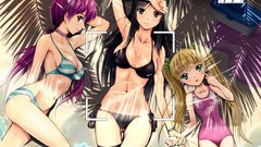 Beaches blondes long hair anime girls blue eyes brown eyes 