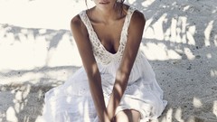 Beaches brunettes white dress Pia Miller