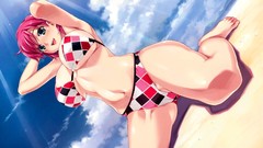 Beaches pink hair anime girls green eyes short hair happoubi 