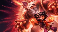 Bears fireworks flames anime girls League of Legends tibbers 