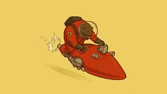 Bears rocket red yellow cartoon science fiction spades humor