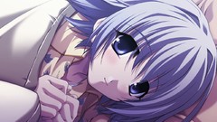 Beds anime girls blue eyes memories off visual novels