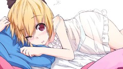 Beds blondes bare shoulders touhou kurodani yamame