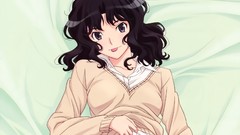 Beds long hair anime girls black hair black eyes tanamachi 