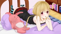 Beds red eyes blondes skirts indoors idolmaster futaba anzu 