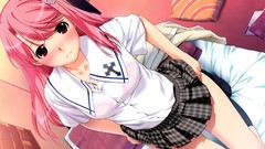 Beds schoolgirls pink hair school uniforms ino bed sheets 