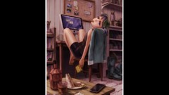 Beers woman Computers room