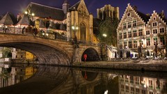 Belgium Bridges cityscapes ghent Saint Michael