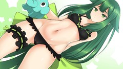 Belly legs green eyes green hair bikini camel toe waist 