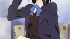 Bench Anime Characters school anime girls brown eyes school 