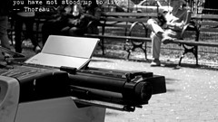 Bench writing blurred background Quotes grayscale typewriters 