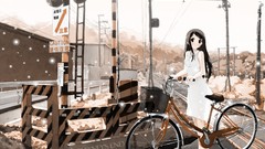 Bicycles anime girls trainway