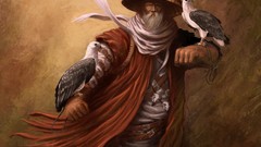 Birds beard Eagles asians artwork old people white beard